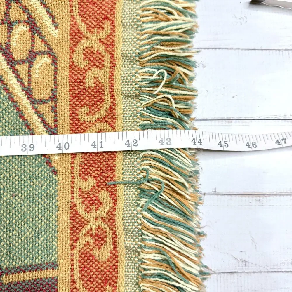 Vintage Tapestry Woven Throw Blanket Fringe 44x68